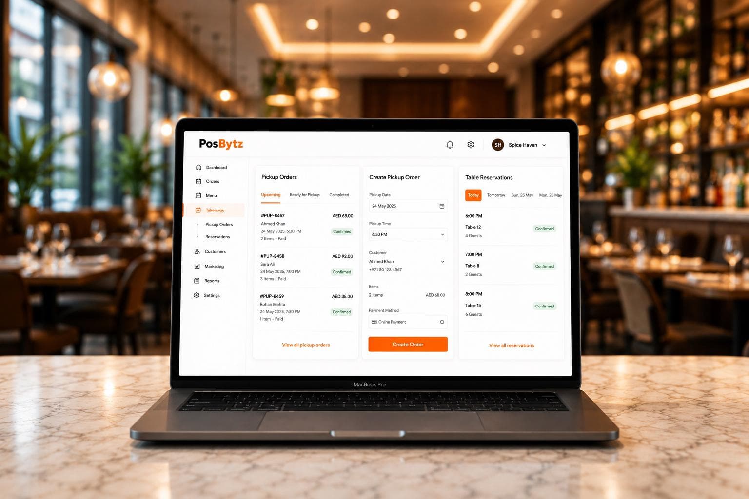 Pre-order takeaway and pickup system with scheduled time slots