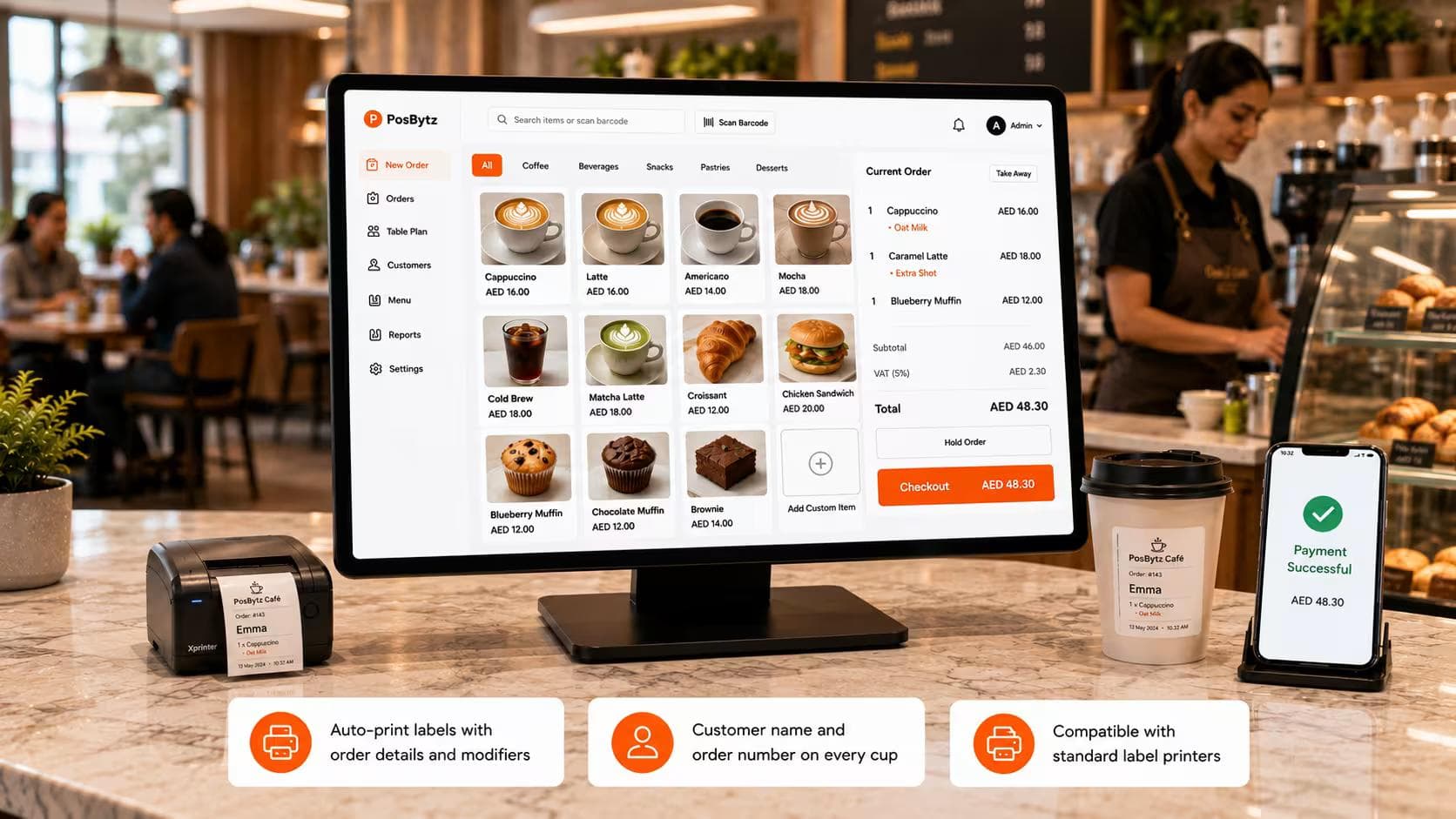 Label printing on Cafe POS