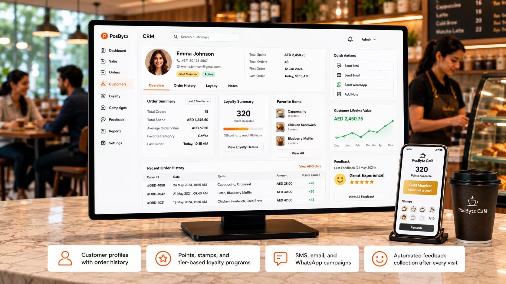 CRM system for a restaurant and cafe